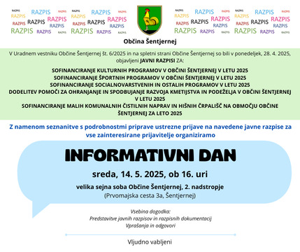 INFORMATIVNI DAN za razpise, 14. 5. 2025